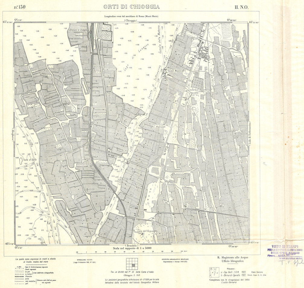 (N:33032) CARTA DELLA LAGUNA DI VENEZIA - FOGLIO 130 II NO - ORTI DI CHIOGGIA (SE006985) Carte e stampe antiche: riproduzione a colori su carta (formato A1)