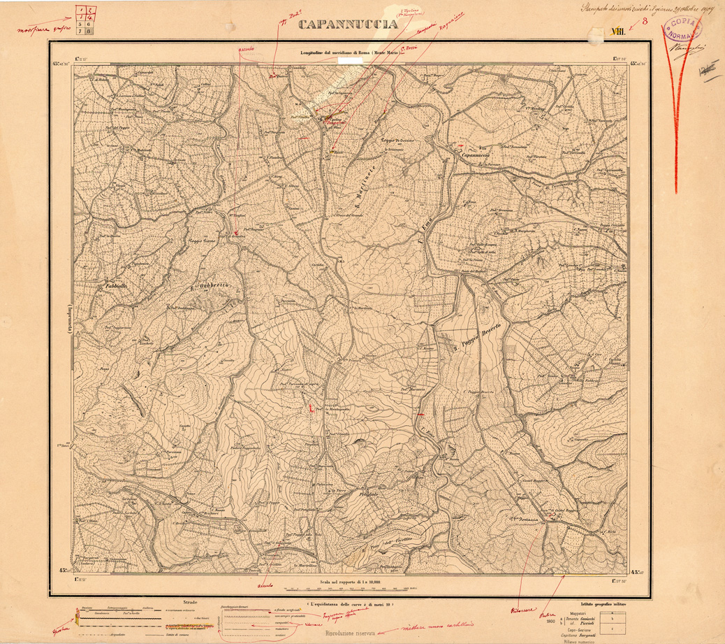 (N:35335) FIRENZE E DINTORNI - EDIZIONE 1896 - 1900 - FOGLIO 8 - CAPANNUCCIA (SE007007) Carte e stampe antiche: riproduzione a colori su carta (formato A1)