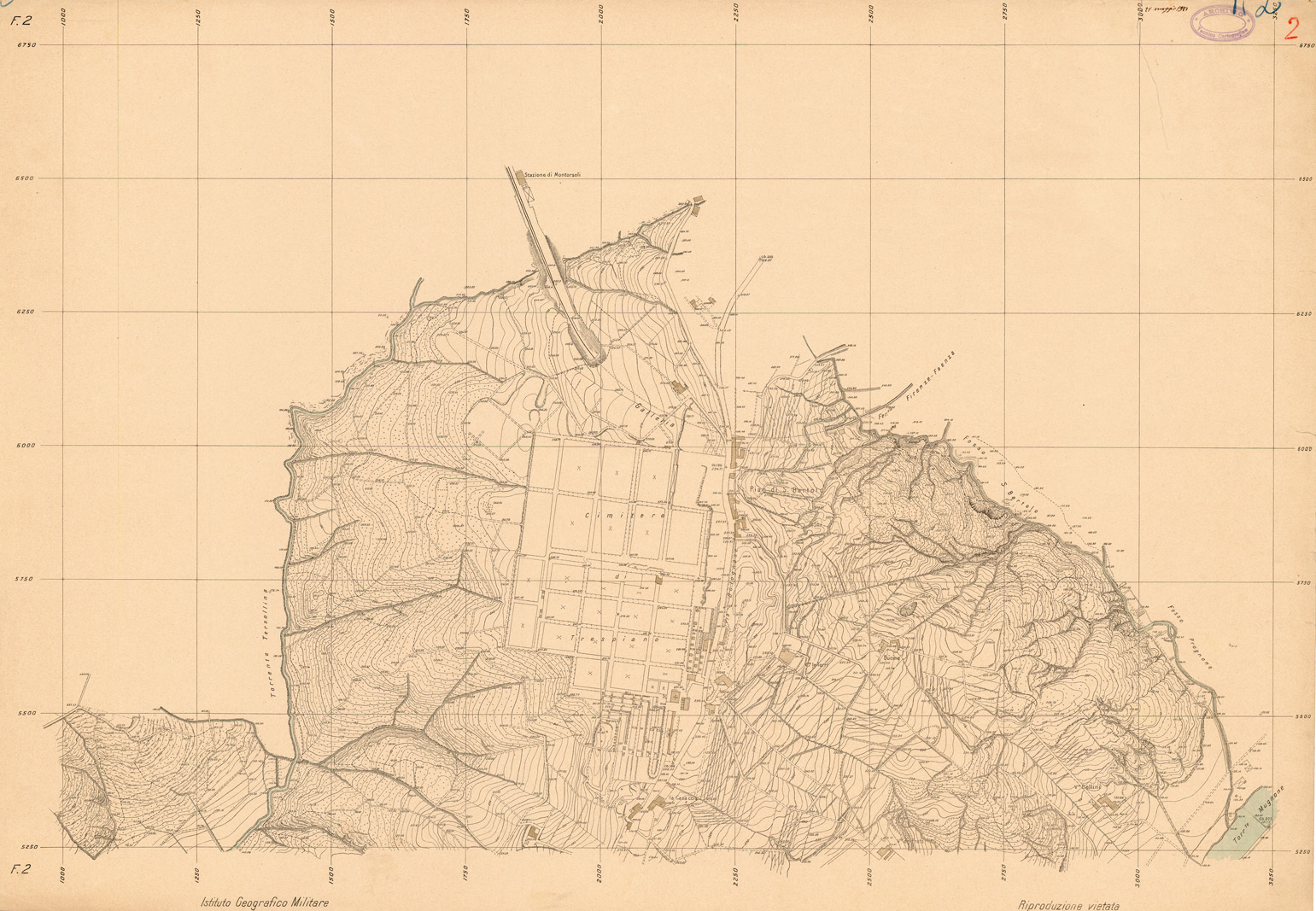 (N:35349) FIRENZE ALLA SCALA DI 1:2.500 - FOGLIO 02 (SE007023) Carte e stampe antiche: riproduzione a colori su carta (formato A1)