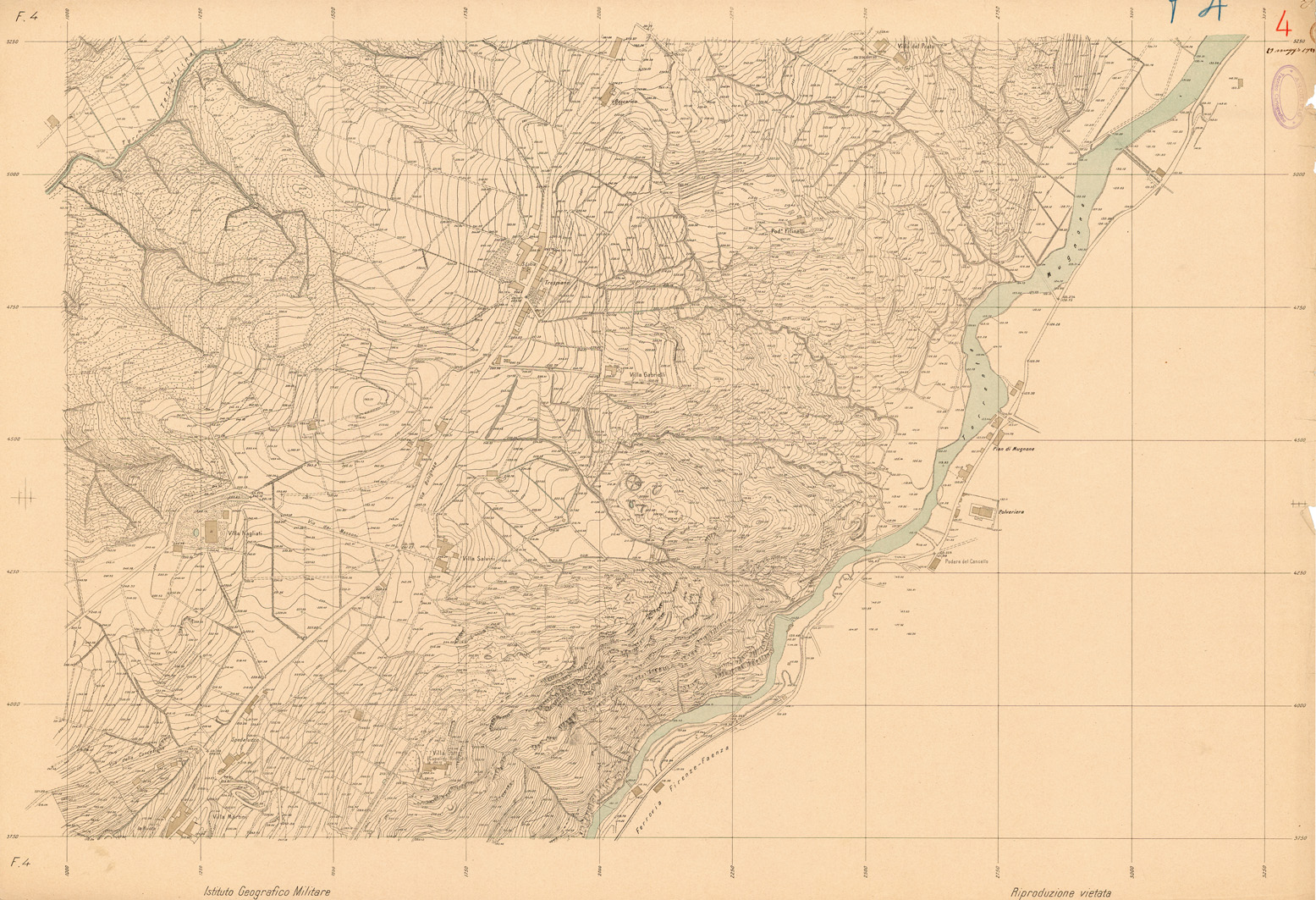 (N:35351) FIRENZE ALLA SCALA DI 1:2.500 - FOGLIO 04 (SE007027) Carte e stampe antiche: riproduzione a colori su carta (formato A1)