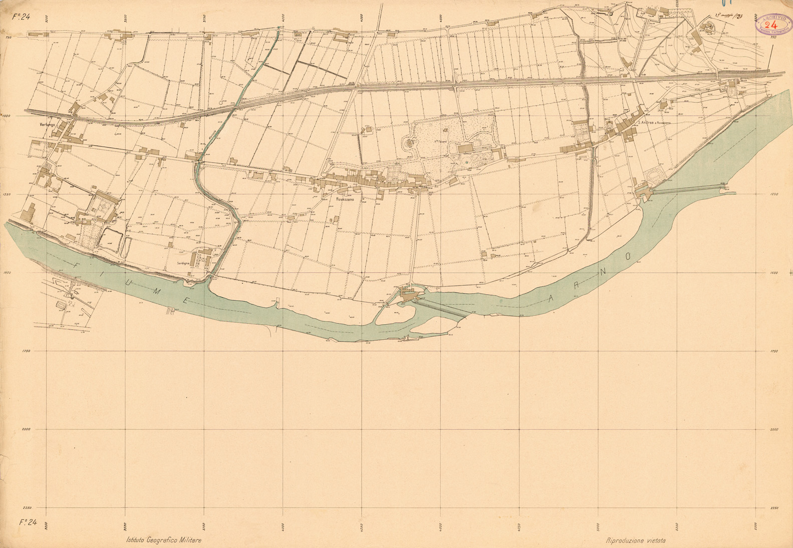 (N:35371) FIRENZE ALLA SCALA DI 1:2.500 - FOGLIO 24 (SE007076) Carte e stampe antiche: riproduzione a colori su carta (formato A1)