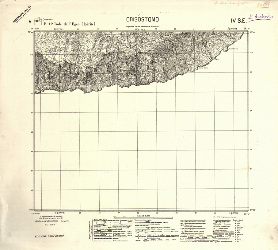 (N:32433) ISOLE CICLADI - ISOLA ICARIA - FOGLIO 11 IV SE - CRISOSTOMO (SE007084) Carte e stampe antiche: riproduzione a colori su carta (formato A1)