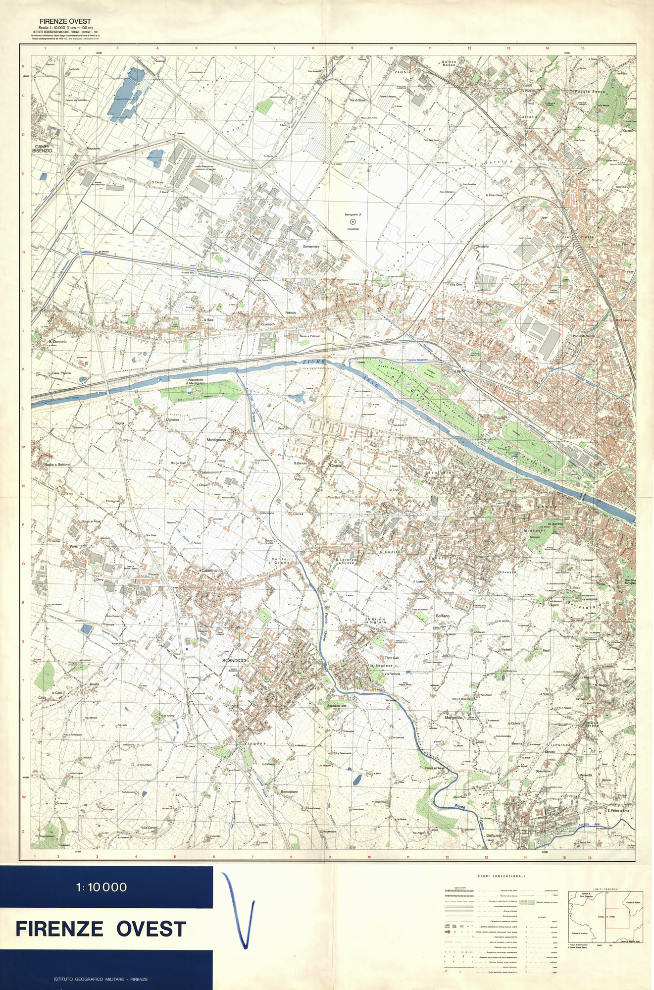 (N:35436) FIRENZE OVEST (SE007100) Carte e stampe antiche: riproduzione a colori su carta (formato A1)