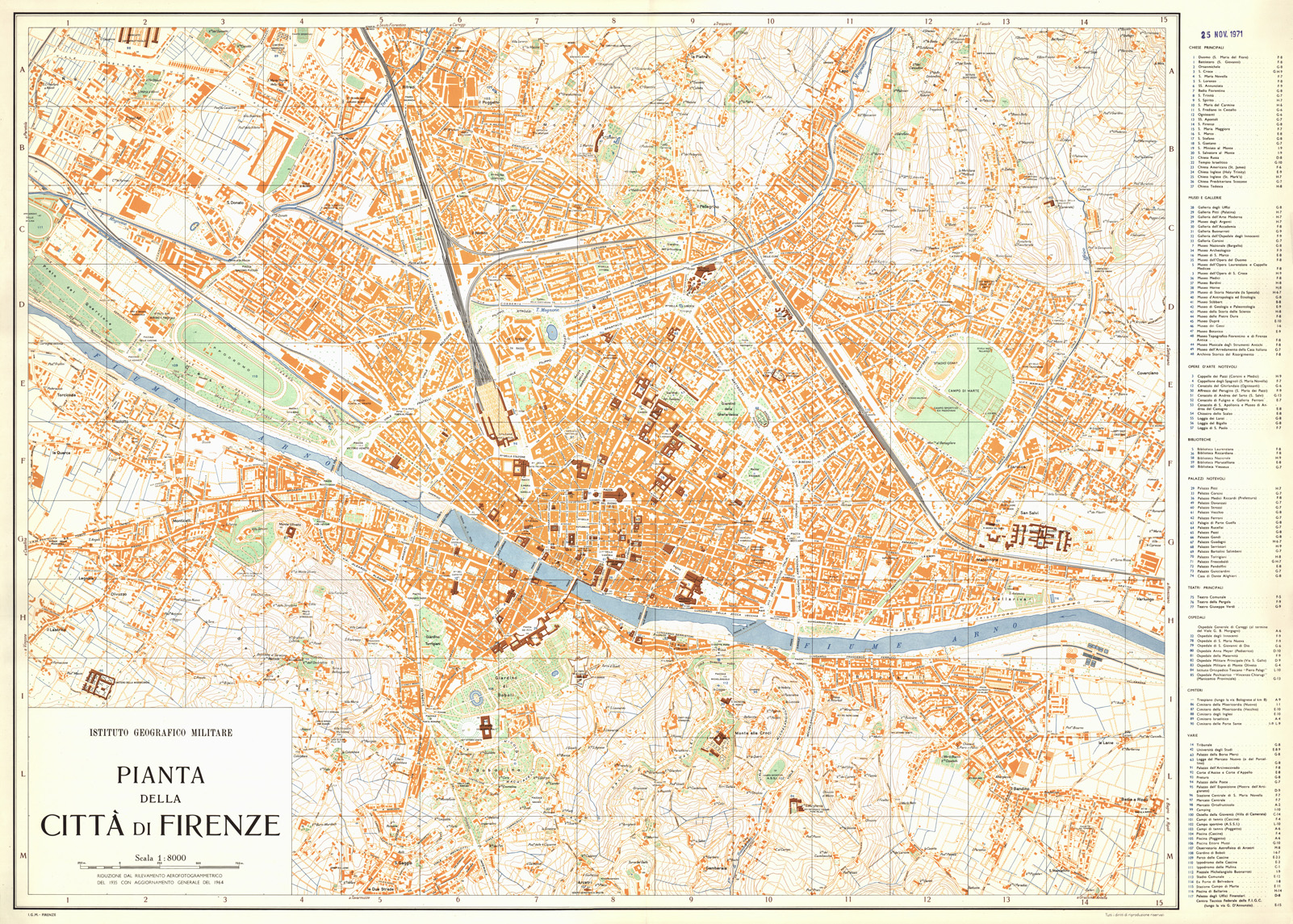 (N:35384) PIANTA DELLA CITTA' DI FIRENZE - EDIZIONE 1964 (SE007108) Carte e stampe antiche: riproduzione a colori su carta (formato A1)