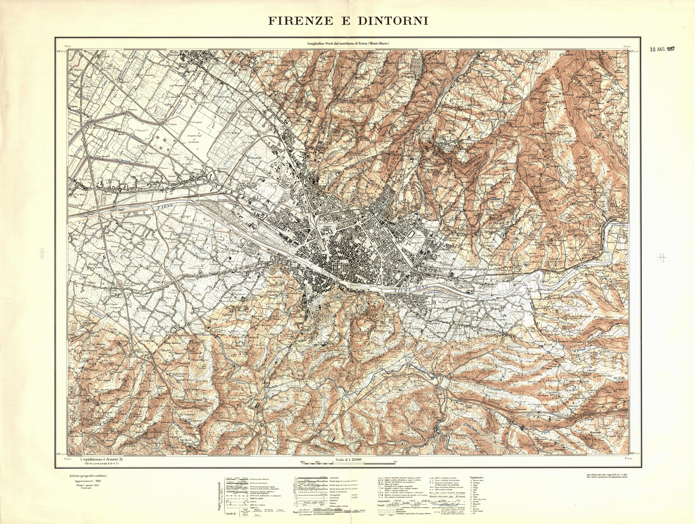 (N:35389) FIRENZE E DINTORNI - EDIZIONE 1963 (SE007118) Carte e stampe antiche: riproduzione a colori su carta (formato A1)