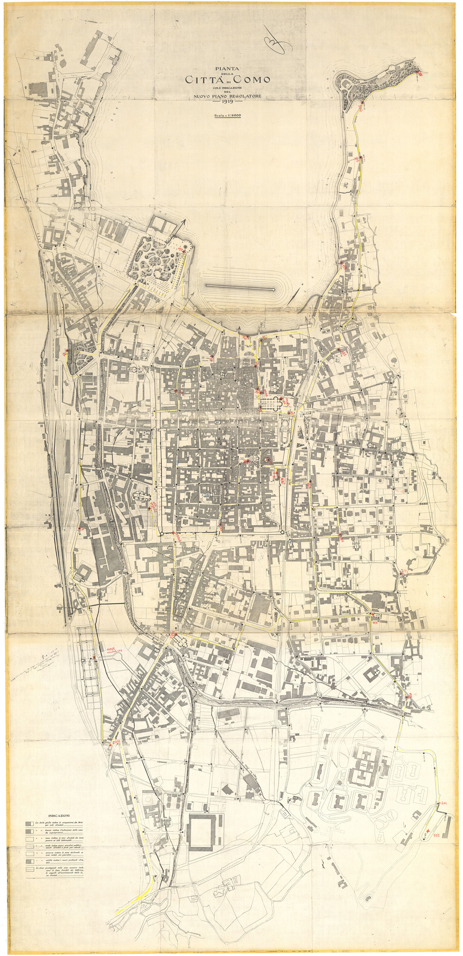 (N:35990) PIANTA DELLA CITTA' DI COMO COLL' INDICAZIONE DEL NUOVO PIANO REGOLATORE (SE007130) Carte e stampe antiche: riproduzione a colori su carta (formato A1)