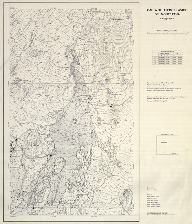 (N:32440) CARTA DEL FRONTE LAVICO DEL MONTE ETNA (SE007138) Carte e stampe antiche: riproduzione a colori su carta (formato A1)