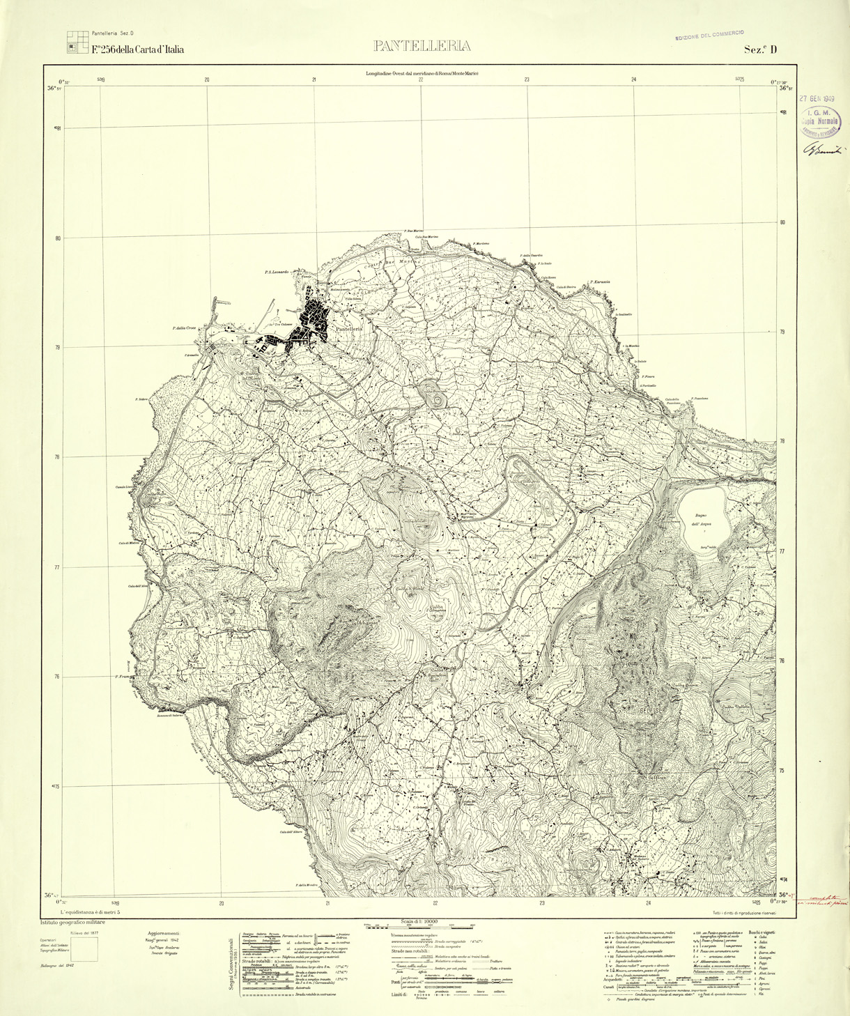 (N:32445) PANTELLERIA - SEZIONE D - EDIZIONE COMMERCIO (SE007143) Carte e stampe antiche: riproduzione a colori su carta (formato A1)