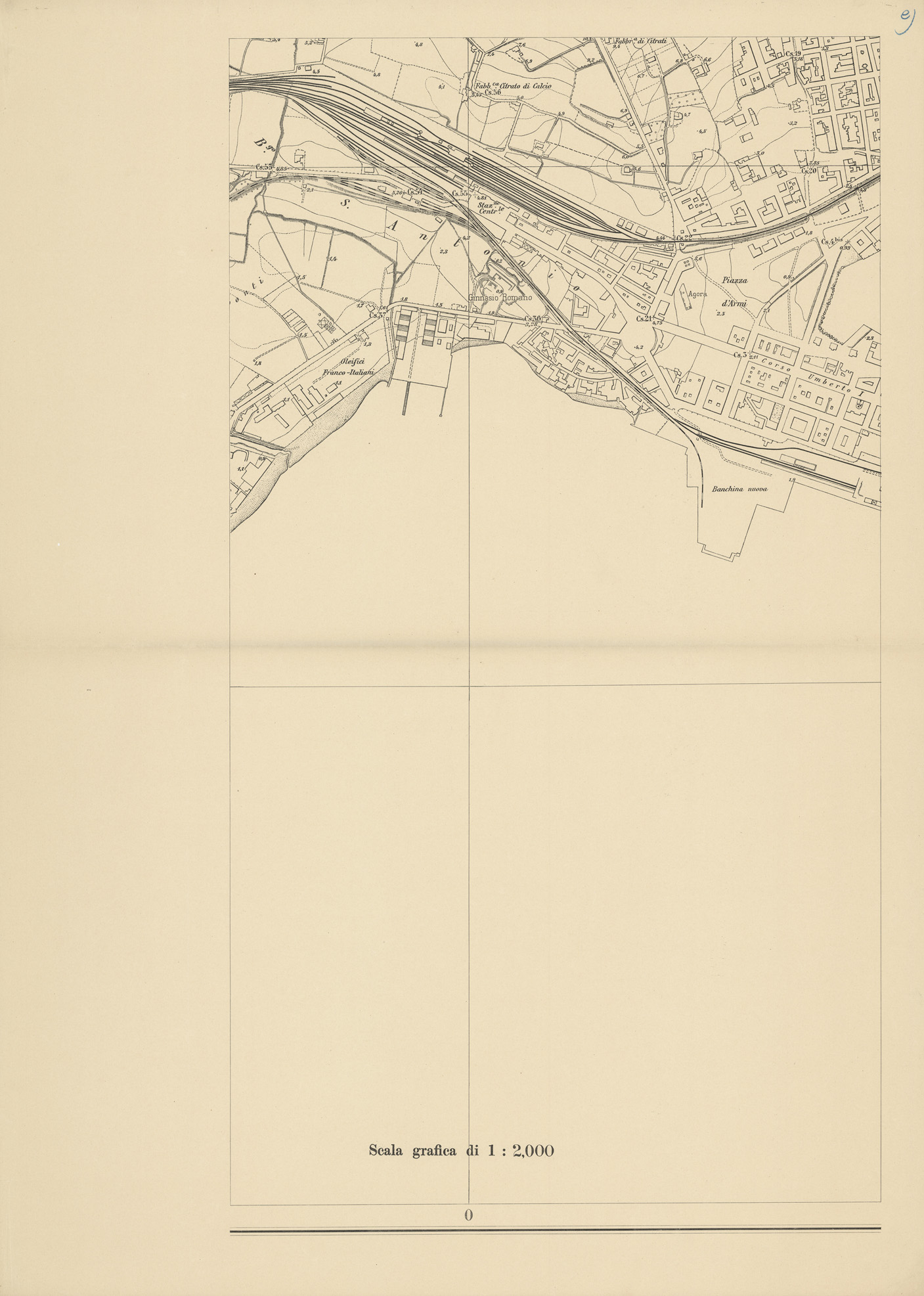 (N:32455) PIANO TOPOGRAFICO DI SIRACUSA E DINTORNI - SEZIONE E (SE007153) Carte e stampe antiche: riproduzione a colori su carta (formato A1)