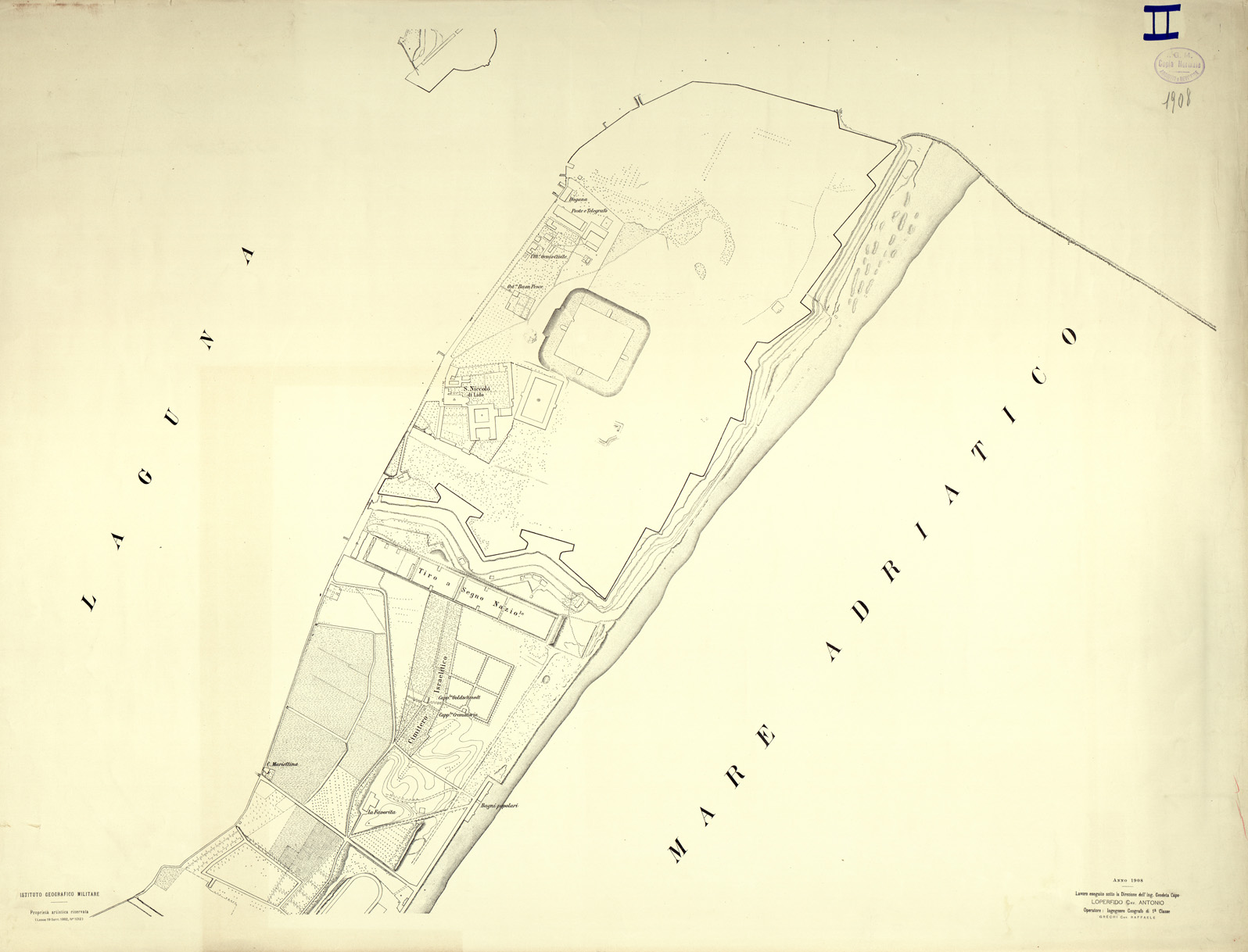 (N:32459) LIDO DI VENEZIA - FOGLIO 2 - S. NICCOLO' DI LIDO (SE007157) Carte e stampe antiche: riproduzione a colori su carta (formato A1)
