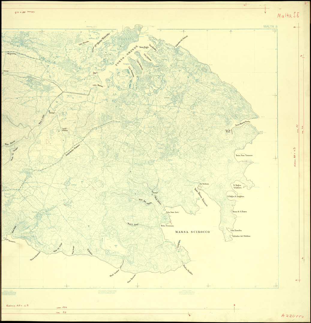 (N:32476) ISOLA DI MALTA - SEZIONE SE - ORIGINALI A COLORI SEPARATI - IDROGRAFIA (SE007174) Carte e stampe antiche: riproduzione a colori su carta (formato A1)
