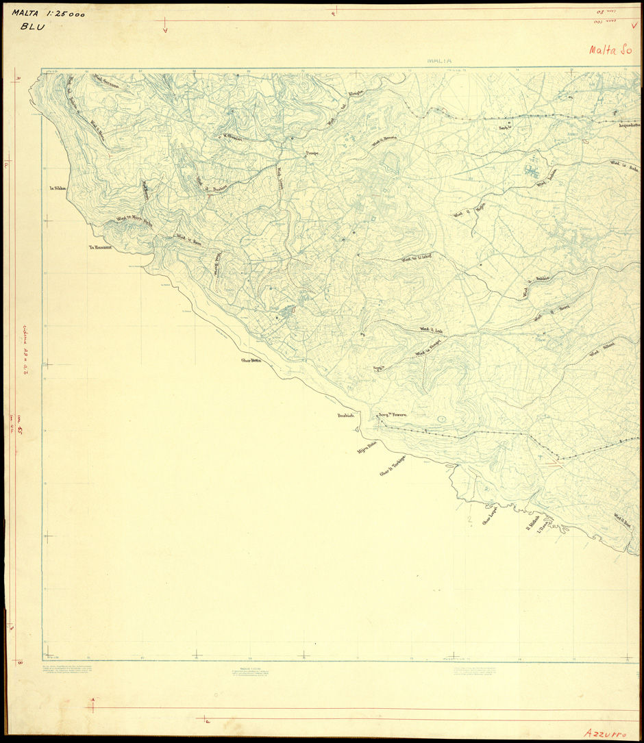 (N:32479) ISOLA DI MALTA - SEZIONE SO - ORIGINALI A COLORI SEPARATI - IDROGRAFIA (SE007177) Carte e stampe antiche: riproduzione a colori su carta (formato A1)