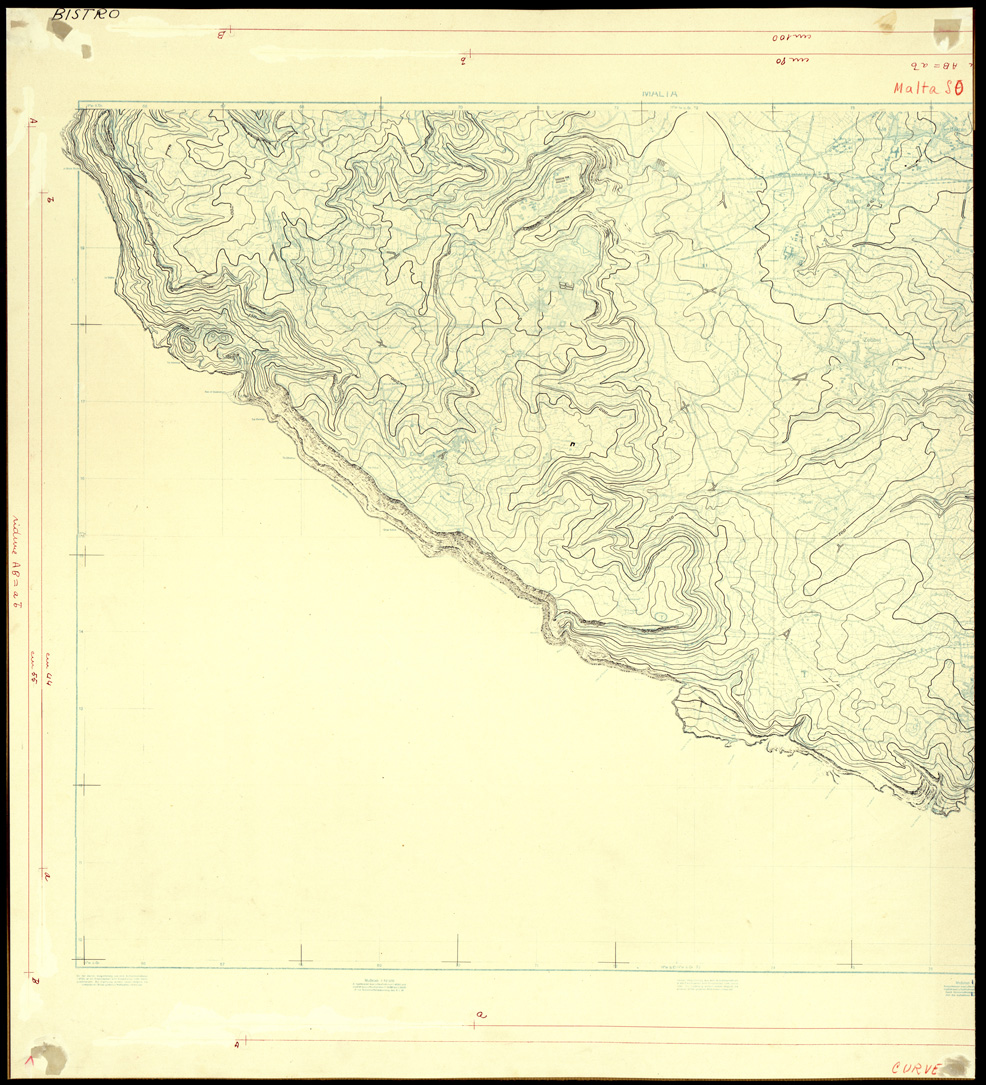 (N:32480) ISOLA DI MALTA - SEZIONE SO - ORIGINALI A COLORI SEPARATI - OROGRAFIA (SE007178) Carte e stampe antiche: riproduzione a colori su carta (formato A1)