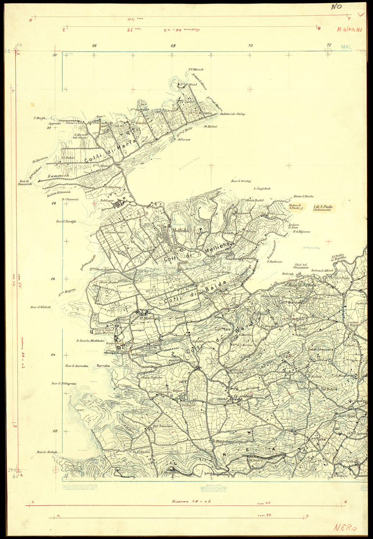 (N:32481) ISOLA DI MALTA - SEZIONE NO - ORIGINALI A COLORI SEPARATI - PLANIMETRIA E TOPONOMASTICA (SE007179) Carte e stampe antiche: riproduzione a colori su carta (formato A1)
