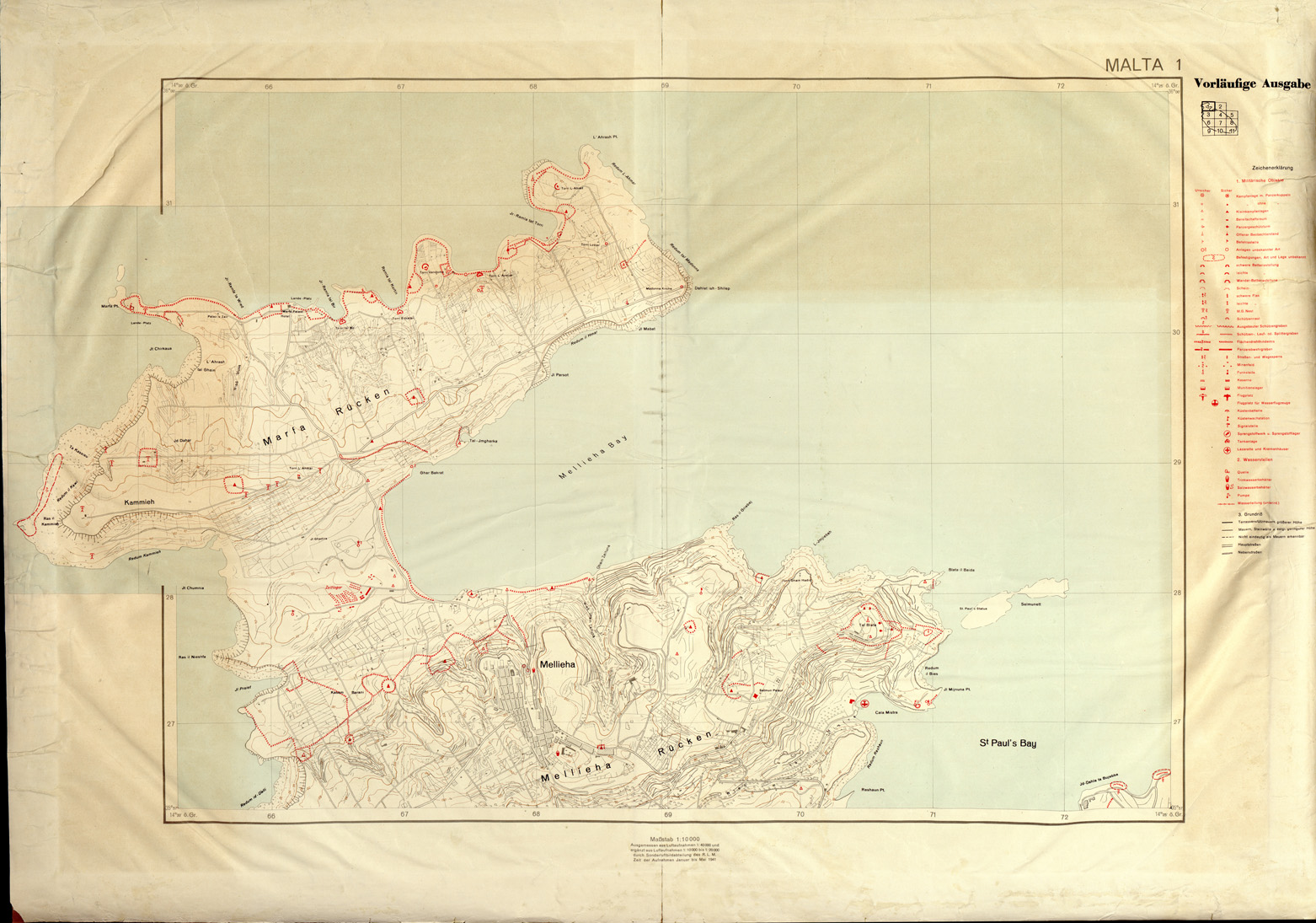 (N:32496) ISOLA DI MALTA - FOGLIO 1 (SE007194) Carte e stampe antiche: riproduzione a colori su carta (formato A1)