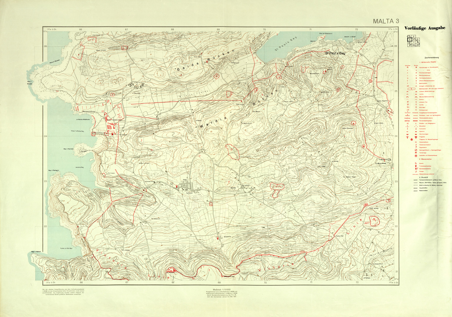 (N:32498) ISOLA DI MALTA - FOGLIO 3 (SE007196) Carte e stampe antiche: riproduzione a colori su carta (formato A1)