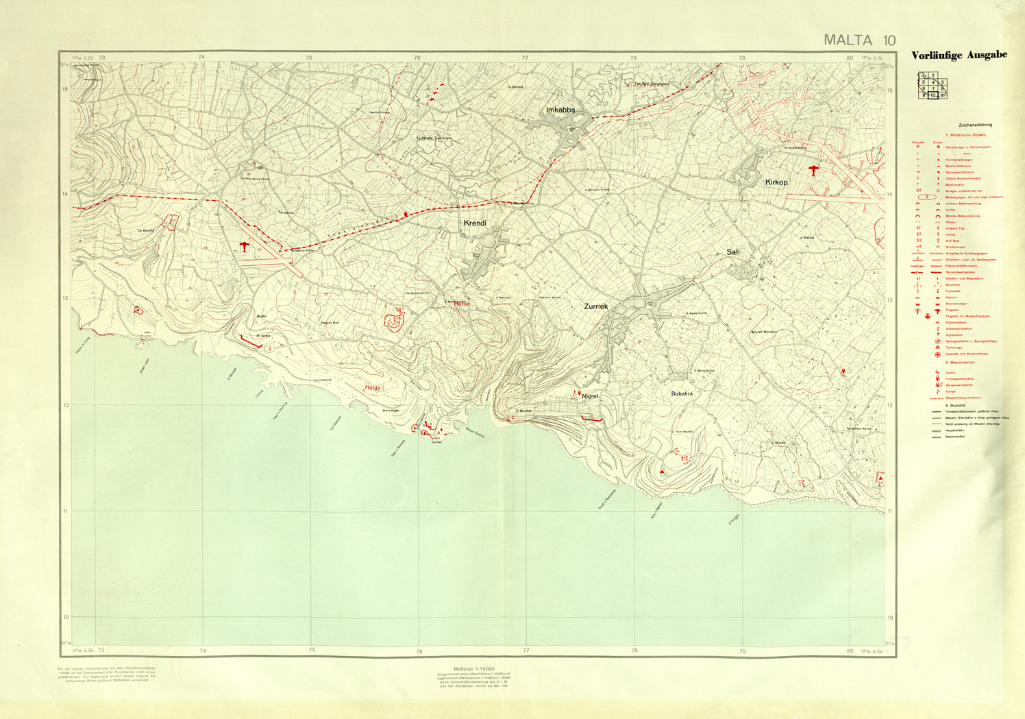 (N:32505) ISOLA DI MALTA - FOGLIO 10 (SE007203) Carte e stampe antiche: riproduzione a colori su carta (formato A1)