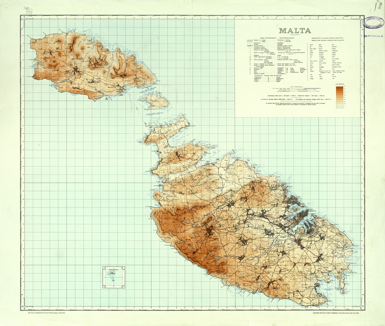 (N:32507) MALTA E GOZO (SE007205) Carte e stampe antiche: riproduzione a colori su carta (formato A1)