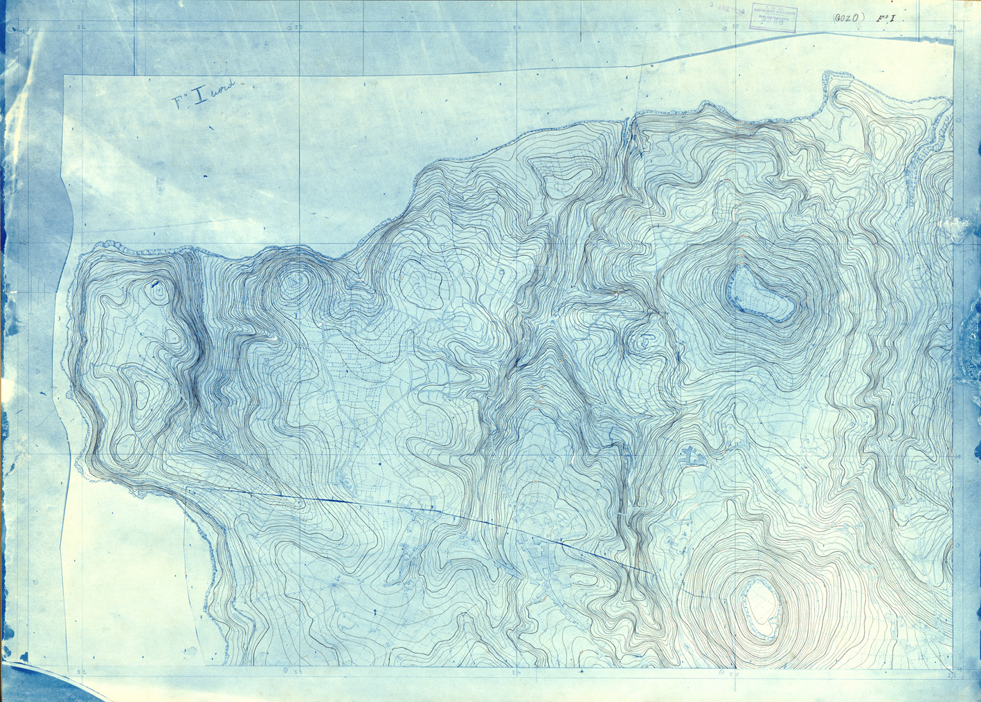 (N:32512) MALTA - ISOLA DI GOZO - FOGLIO I - GHARB RAS S. DIMITRI - ORIGINALI - OROGRAFIA (SE007210) Carte e stampe antiche: riproduzione a colori su carta (formato A1)