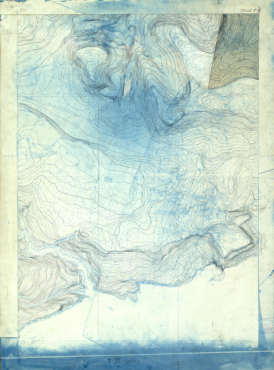 (N:32522) MALTA - ISOLA DI GOZO - FOGLIO VI - ISH SHATT IL AHMAR - ORIGINALI - OROGRAFIA (SE007220) Carte e stampe antiche: riproduzione a colori su carta (formato A1)
