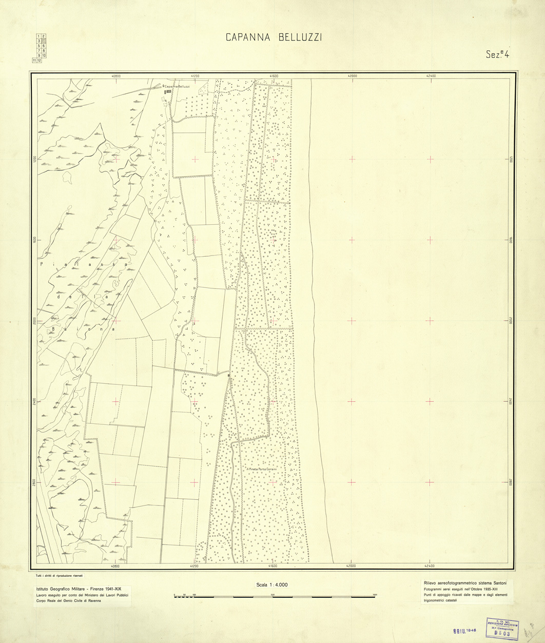(N:32538) NAVIGLIO CANDIANO - SEZIONE 04 - CAPANNA BELLUZZI (SE007238) Carte e stampe antiche: riproduzione a colori su carta (formato A1)