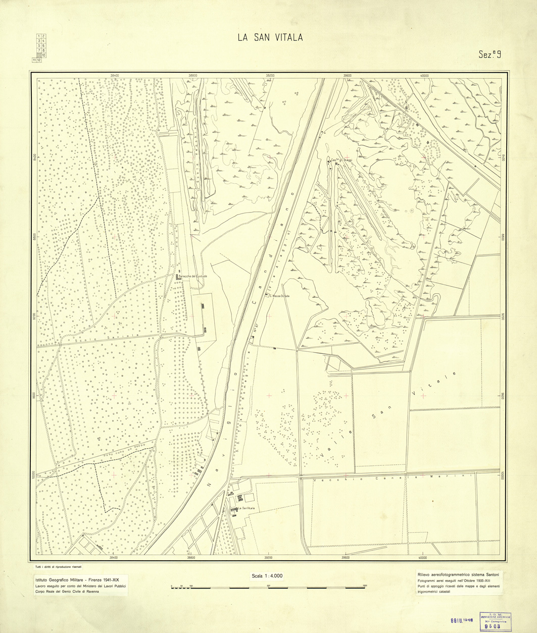(N:32543) NAVIGLIO CANDIANO - SEZIONE 09 - LA SAN VITALA (SE007243) Carte e stampe antiche: riproduzione a colori su carta (formato A1)