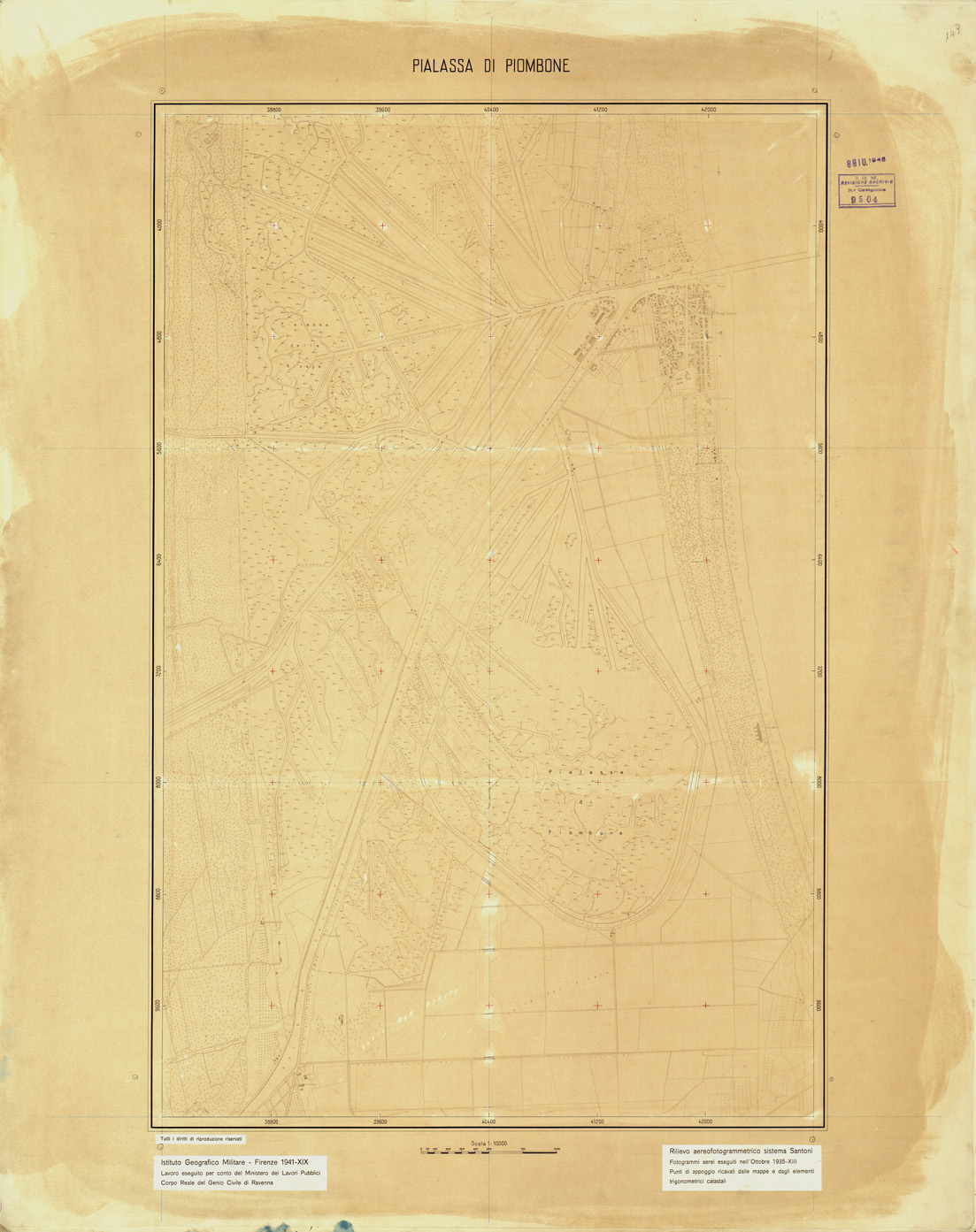 (N:32549) NAVIGLIO CANDIANO - TAVOLA SUD - PIALASSA DI PIOMBONE (SE007248) Carte e stampe antiche: riproduzione a colori su carta (formato A1)