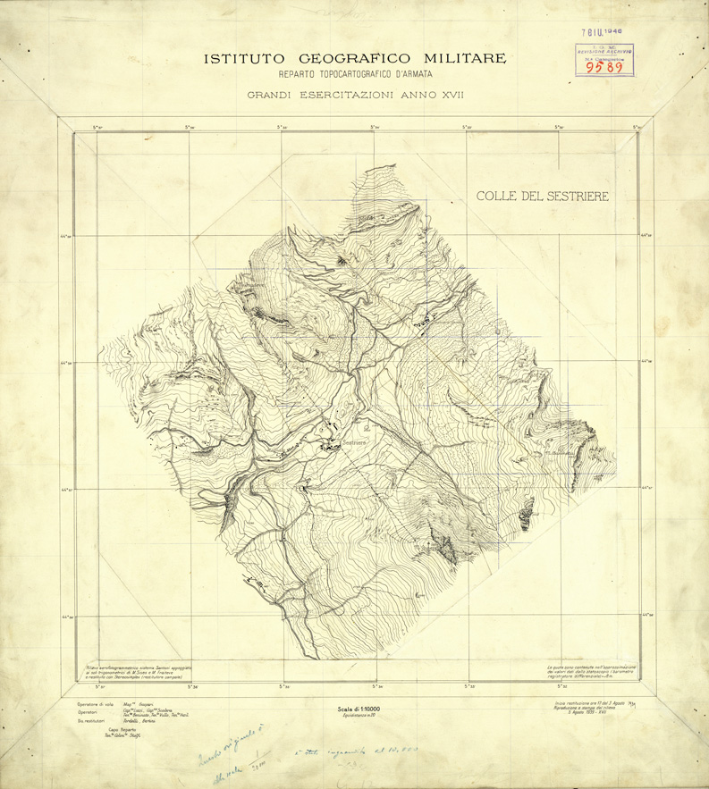 (N:32552) COLLE DEL SESTRIERE - GRANDI ESERCITAZIONI (SE007251) Carte e stampe antiche: riproduzione a colori su carta (formato A1)