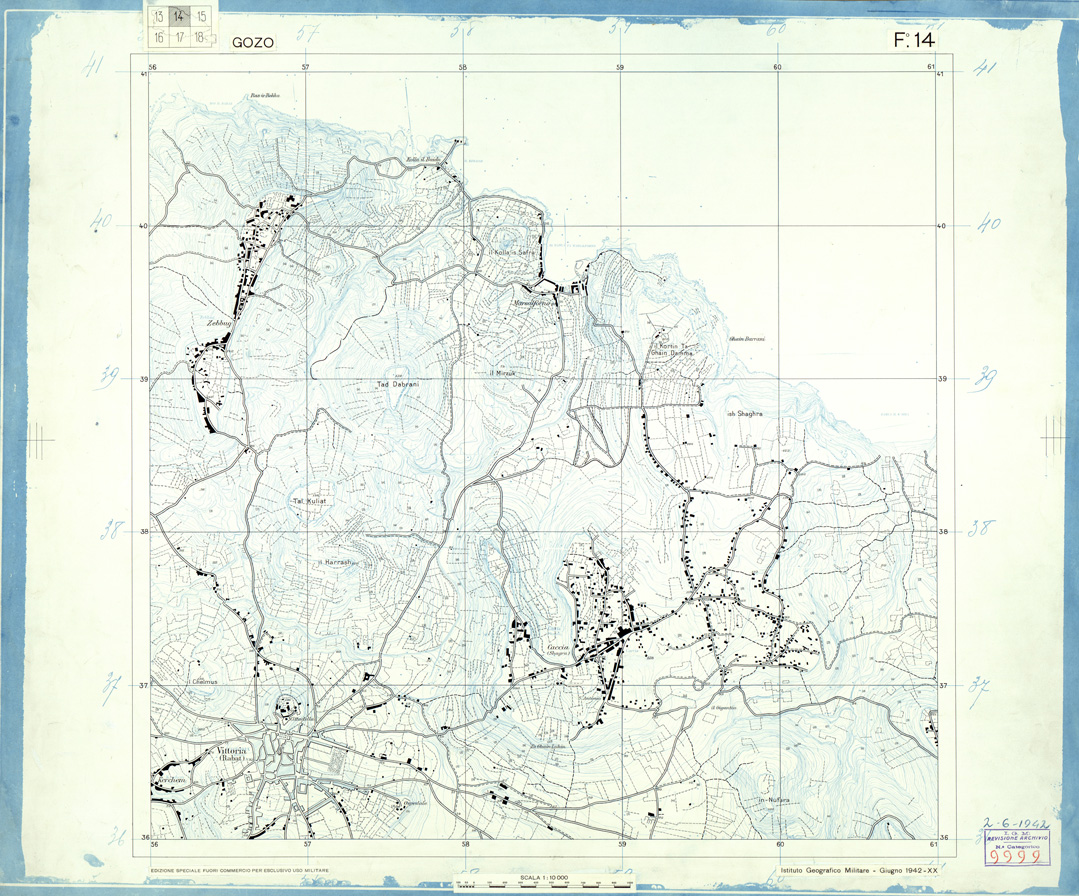 (N:32559) MALTA - ISOLA DI GOZO - SEZIONE 14 (NERO). (SE007258) Carte e stampe antiche: riproduzione a colori su carta (formato A1)