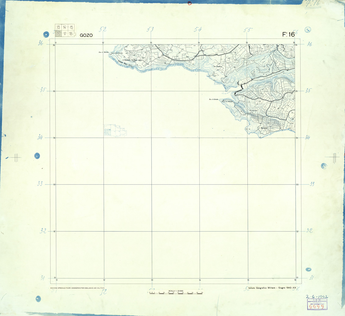 (N:32565) MALTA - ISOLA DI GOZO - SEZIONE 16 (NERO). (SE007264) Carte e stampe antiche: riproduzione a colori su carta (formato A1)