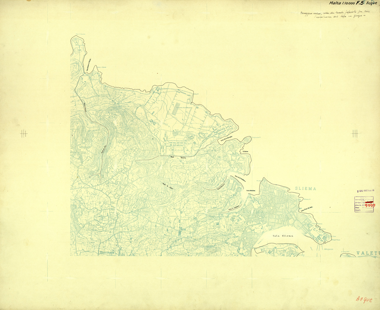 (N:32596) ISOLA DI MALTA - FOGLIO 5 (ACQUE). (SE007296) Carte e stampe antiche: riproduzione a colori su carta (formato A1)