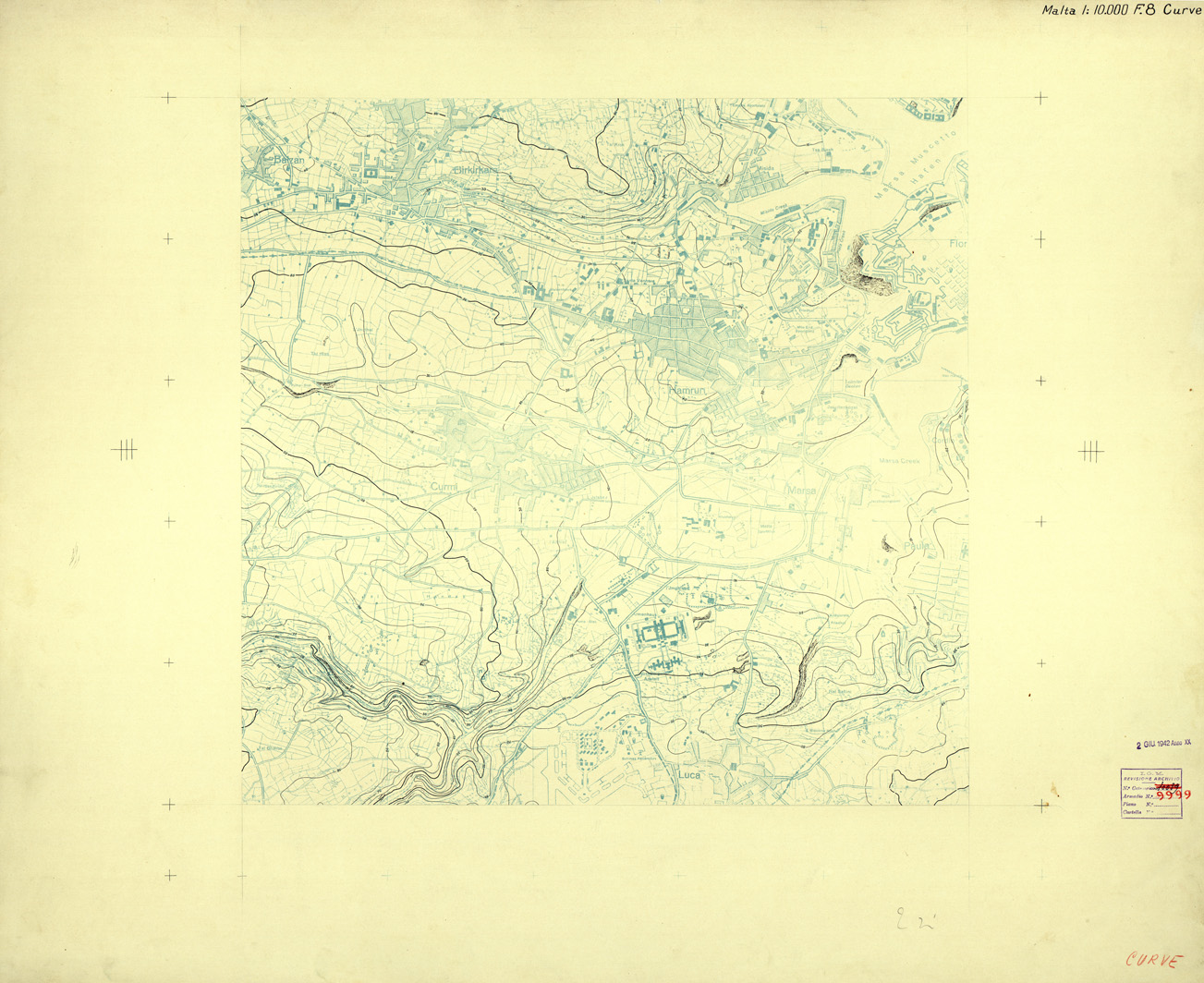 (N:32616) ISOLA DI MALTA - FOGLIO 8 (CURVE). (SE007316) Carte e stampe antiche: riproduzione a colori su carta (formato A1)