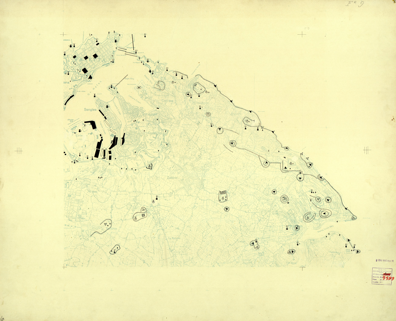 (N:32622) ISOLA DI MALTA - FOGLIO 9 (OPERE MILITARI). (SE007322) Carte e stampe antiche: riproduzione a colori su carta (formato A1)