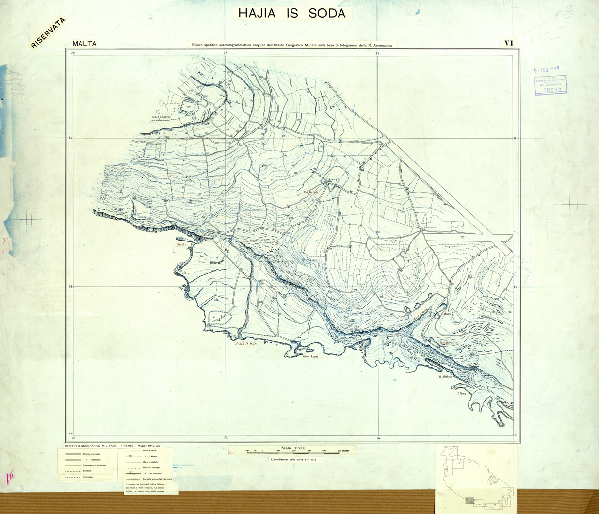 (N:32649) MALTA - FOGLIO VI - HAJIAS IS SODA - ORIGINALI - PLANIMETRIA E ACQUE (SE007348) Carte e stampe antiche: riproduzione a colori su carta (formato A1)