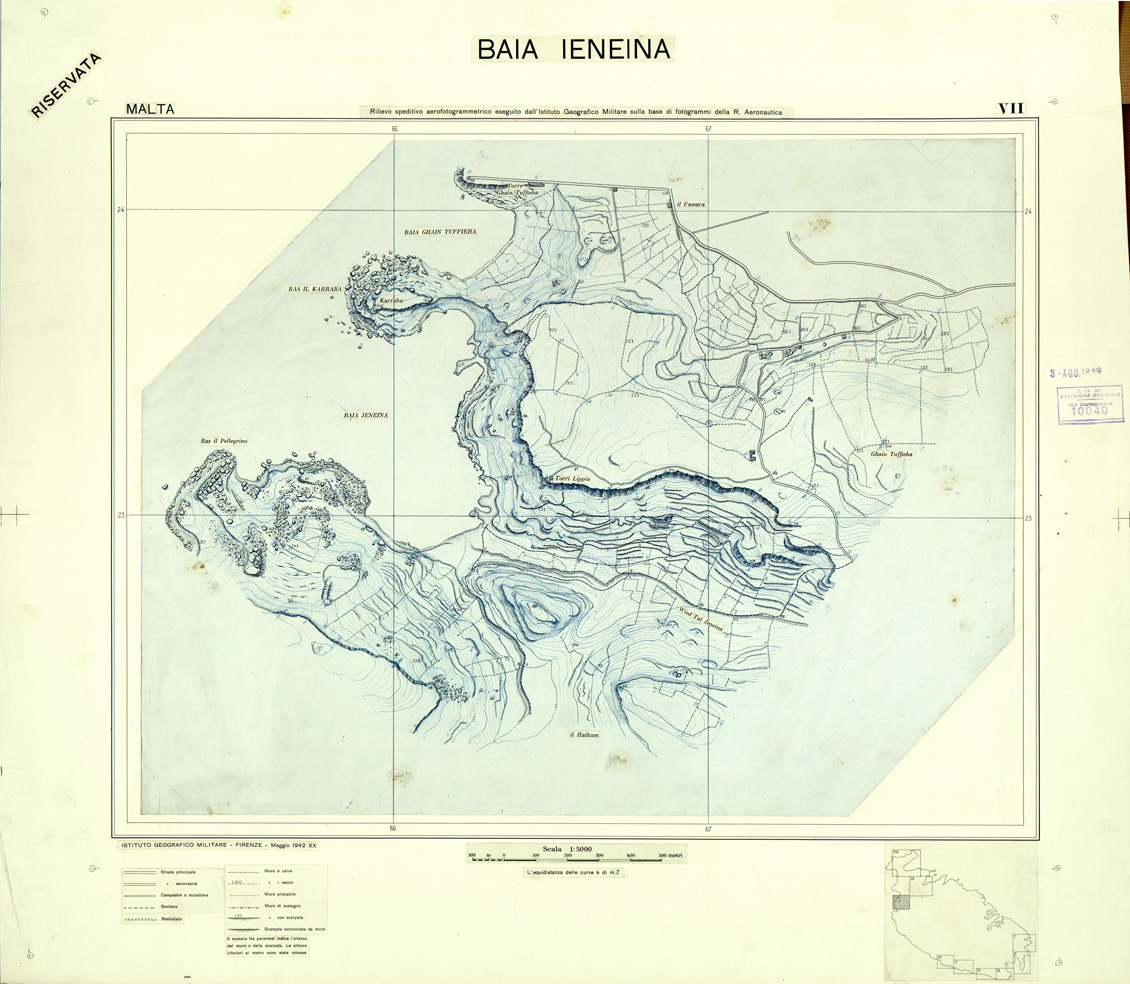 (N:32651) MALTA - FOGLIO VII - BAIA IENEINA - ORIGINALI - PLANIMETRIA E ACQUE (SE007350) Carte e stampe antiche: riproduzione a colori su carta (formato A1)