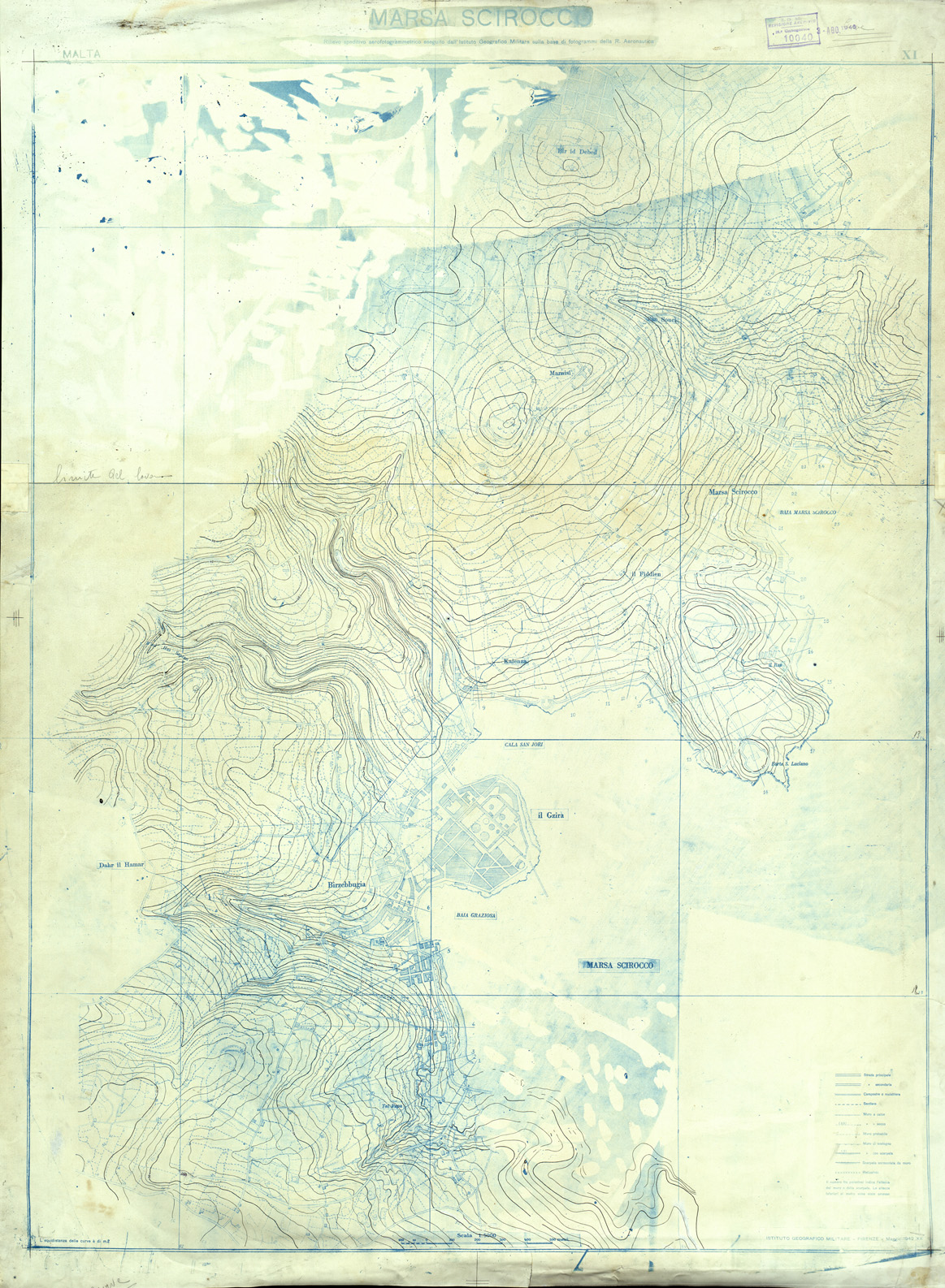 (N:32660) MALTA - FOGLIO XI - MARSA SCIROCCO - ORIGINALI - CURVE (SE007359) Carte e stampe antiche: riproduzione a colori su carta (formato A1)