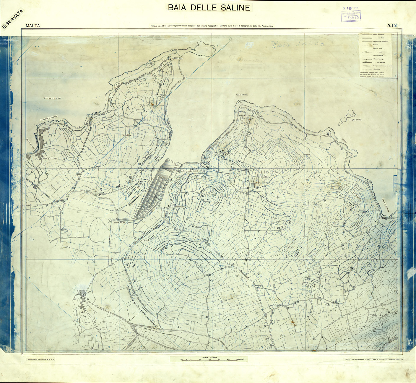 (N:32675) MALTA - FOGLIO XIX - BAIA DELLE SALINE - ORIGINALI - PLANIMETRIA E ACQUE (SE007374) Carte e stampe antiche: riproduzione a colori su carta (formato A1)
