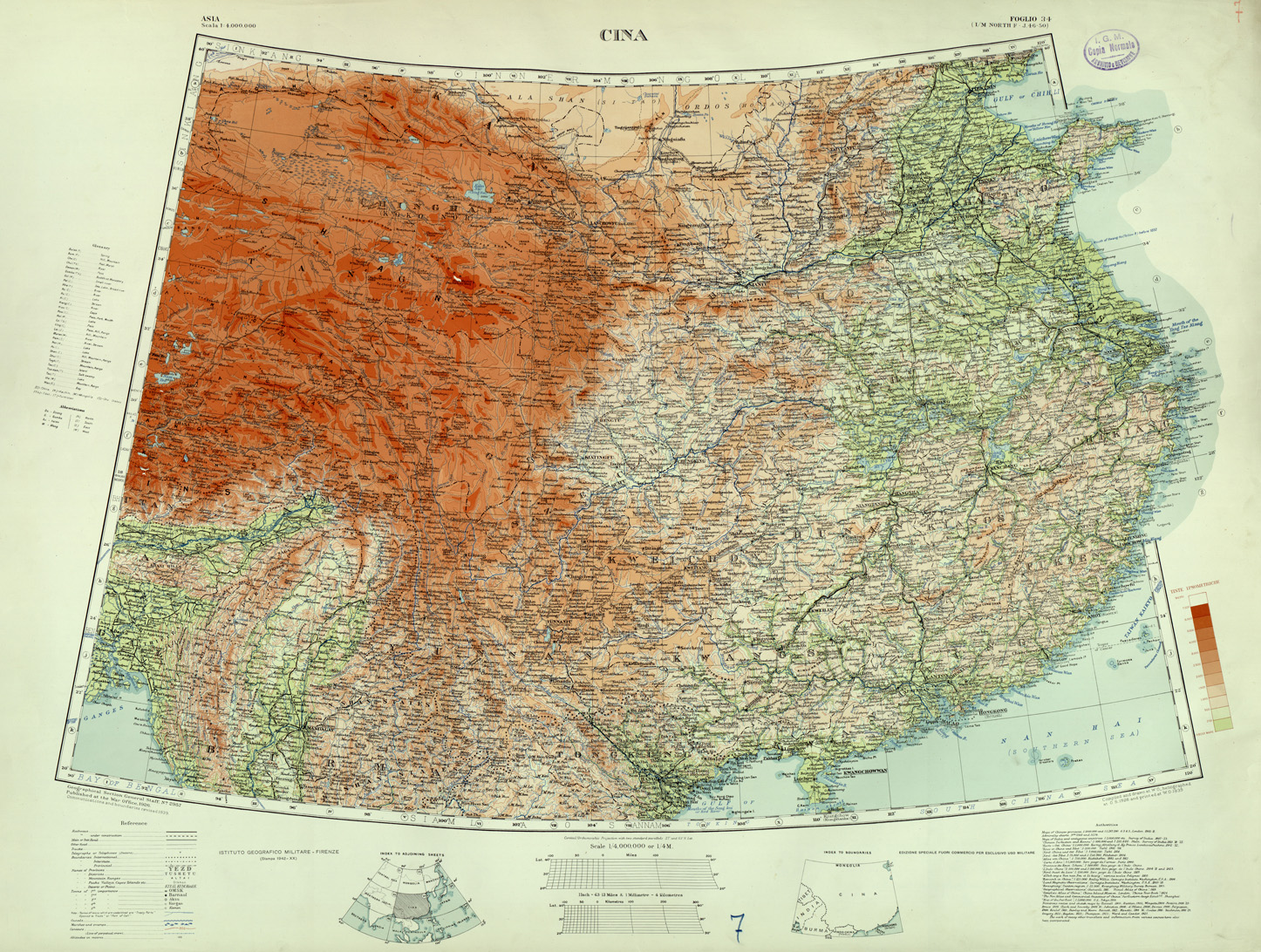 (N:32691) MONDO - CINA - FOGLIO 34. (SE007390) Carte e stampe antiche: riproduzione a colori su carta (formato A1)