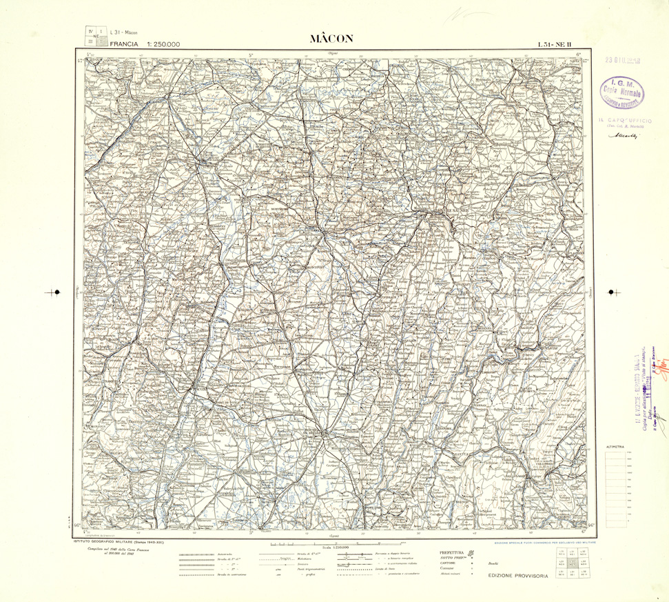 (N:33061) FRANCIA - MACON SEZ. L31 N.E. COPIA SENZA TINTE IPSOMETRICHE. (SE007479) Carte e stampe antiche: riproduzione a colori su carta (formato A1)