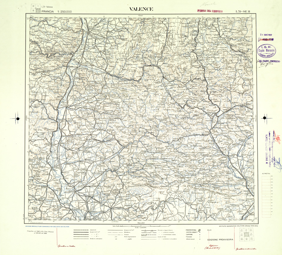 (N:33066) FRANCIA - VALENCE SEZ. L31 II S.E. COPIA SENZA TINTE IPSOMETRICHE. (SE007484) Carte e stampe antiche: riproduzione a colori su carta (formato A1)