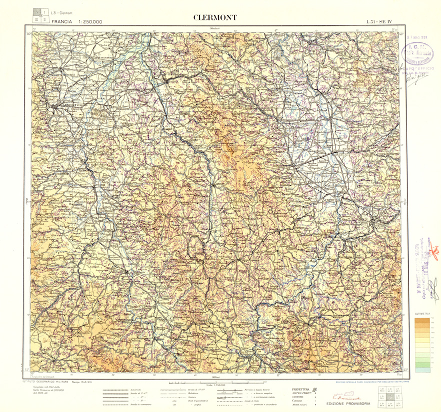 (N:33069) FRANCIA - CLERMONT SEZ. L31 IV S.E. (SE007487) Carte e stampe antiche: riproduzione a colori su carta (formato A1)
