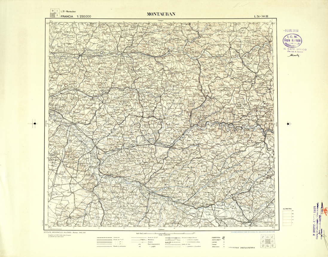 (N:33076) FRANCIA - MONTAUBAN SEZ. L31 III S.O. COPIA SENZA TINTE IPSOMETRICHE. (SE007494) Carte e stampe antiche: riproduzione a colori su carta (formato A1)
