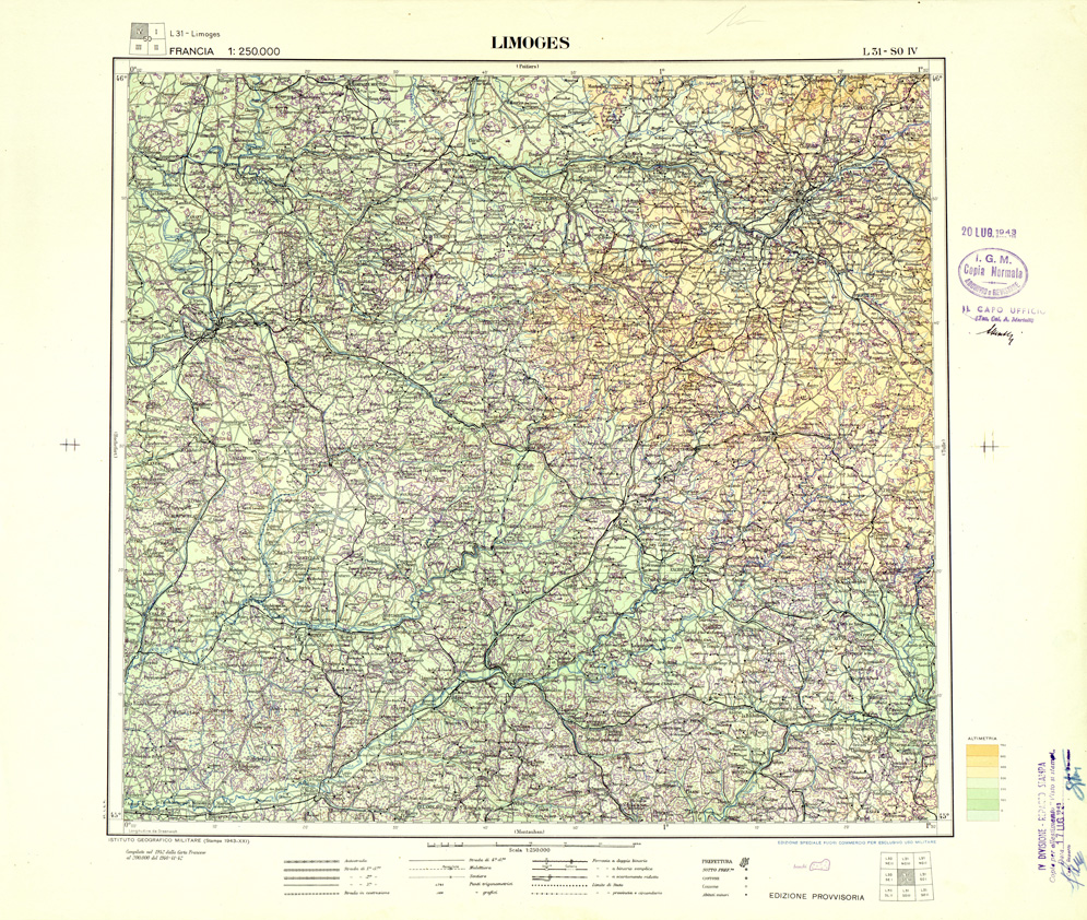 (N:33077) FRANCIA - LIMOGES SEZ. 31 IV S.O. (SE007495) Carte e stampe antiche: riproduzione a colori su carta (formato A1)