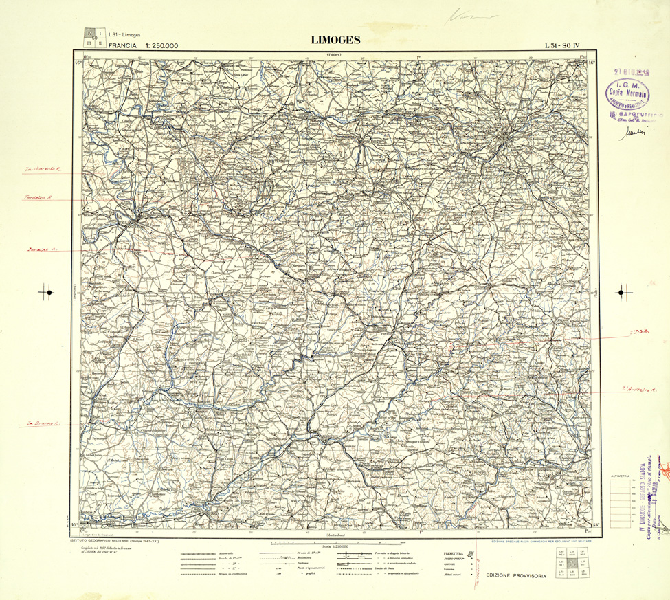 (N:33089) FRANCIA - LIMOGES SEZ. L31 IV S.O. COPIA SENZA TINTE IPSOMETRICHE. (SE007496) Carte e stampe antiche: riproduzione a colori su carta (formato A1)