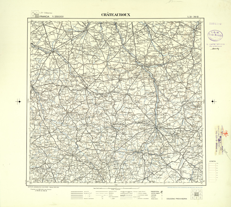 (N:33094) FRANCIA - CHATEAUROUX SEZ. L31 II N.O. COPIA SENZA TINTE IPSOMETRICHE. (SE007498) Carte e stampe antiche: riproduzione a colori su carta (formato A1)
