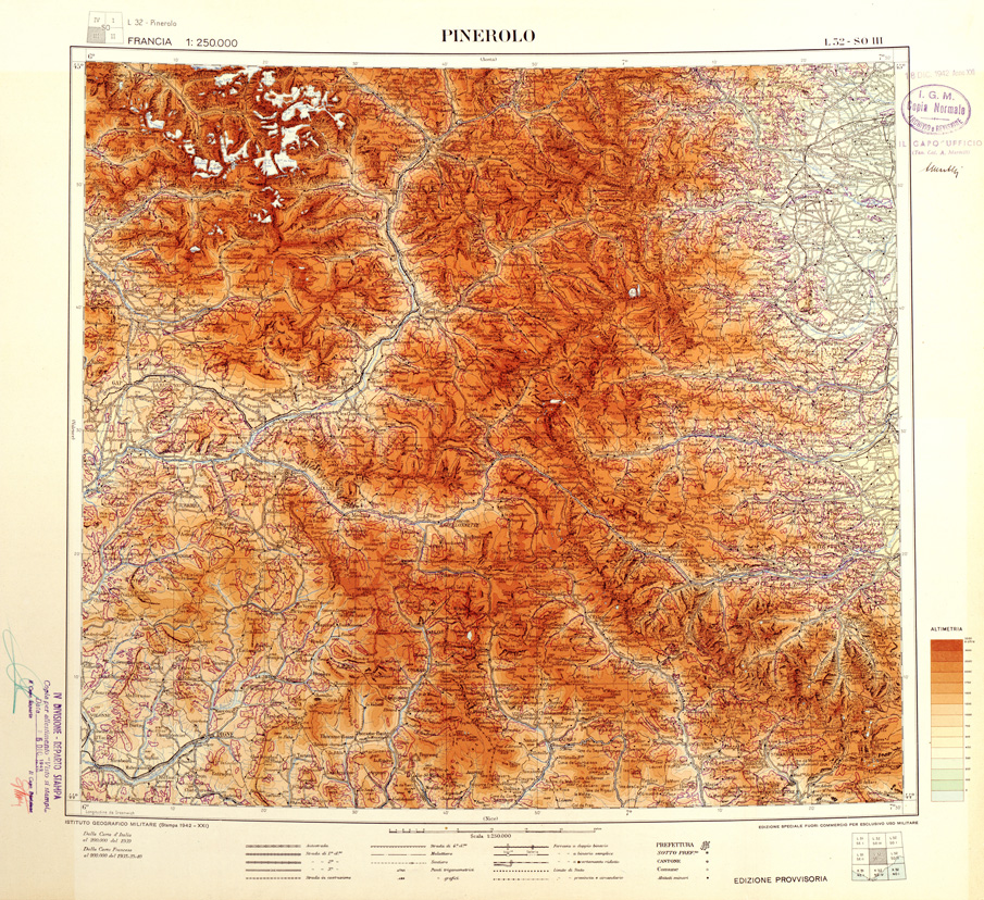 (N:33098) FRANCIA - PINEROLO SEZ. L32 III S.O. (SE007501) Carte e stampe antiche: riproduzione a colori su carta (formato A1)