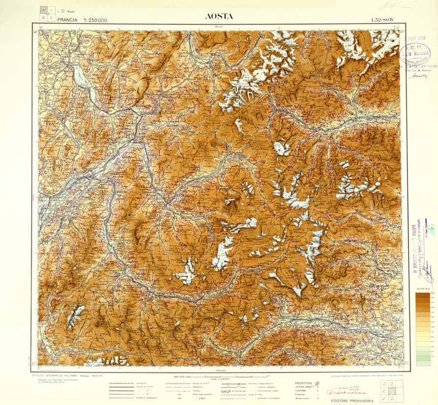 (N:33100) FRANCIA - AOSTA SEZ. L32 IV S.O. (SE007503) Carte e stampe antiche: riproduzione a colori su carta (formato A1)