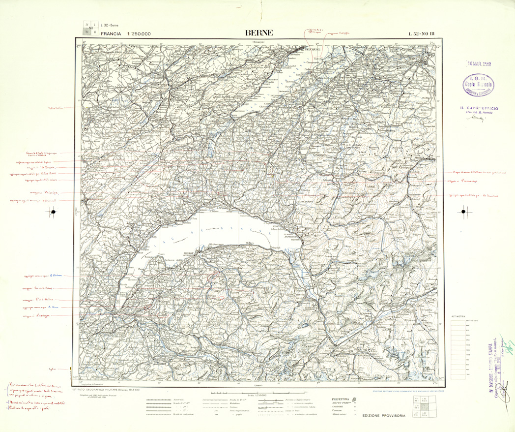 (N:33103) FRANCIA - BERNE SEZ. L32 III N.O. COPIA SENZA TINTE IPSOMETRICHE. (SE007506) Carte e stampe antiche: riproduzione a colori su carta (formato A1)