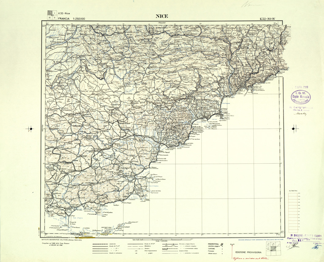(N:33114) FRANCIA - NICE SEZ. K32 IV N.O. COPIA SENZA TINTE IPSOMETRICHE. (SE007517) Carte e stampe antiche: riproduzione a colori su carta (formato A1)