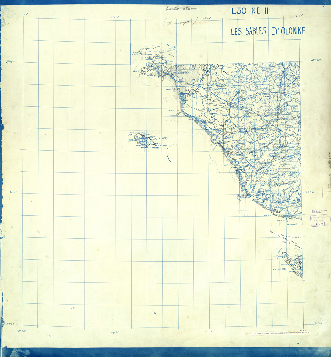 (N:33152) FRANCIA ORIGINALI A TIPI SEPARATI - LES SABLES D'OLONNE SEZ. L30 III N.E. ACQUE. (SE007527) Carte e stampe antiche: riproduzione a colori su carta (formato A1)